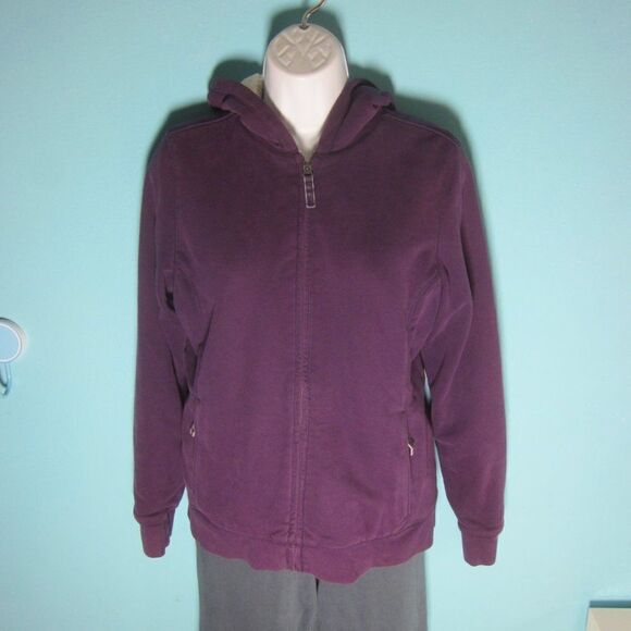 L.L.Bean Womens Size S Cotton Blend Full Zip Purple Hoodie Fleece Zip Up Jacket - Picture 3 of 12